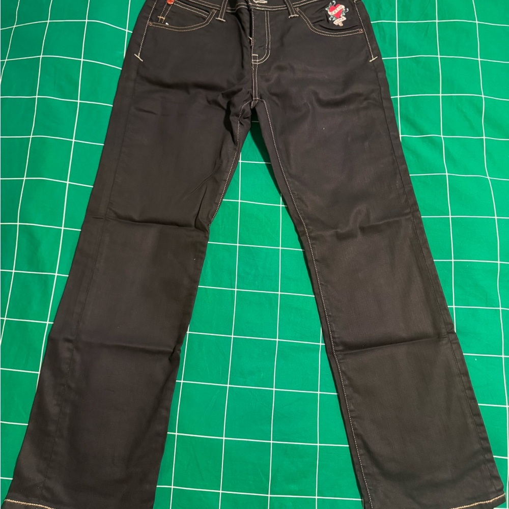 Dark Denim Jeans with Contrast Stitching